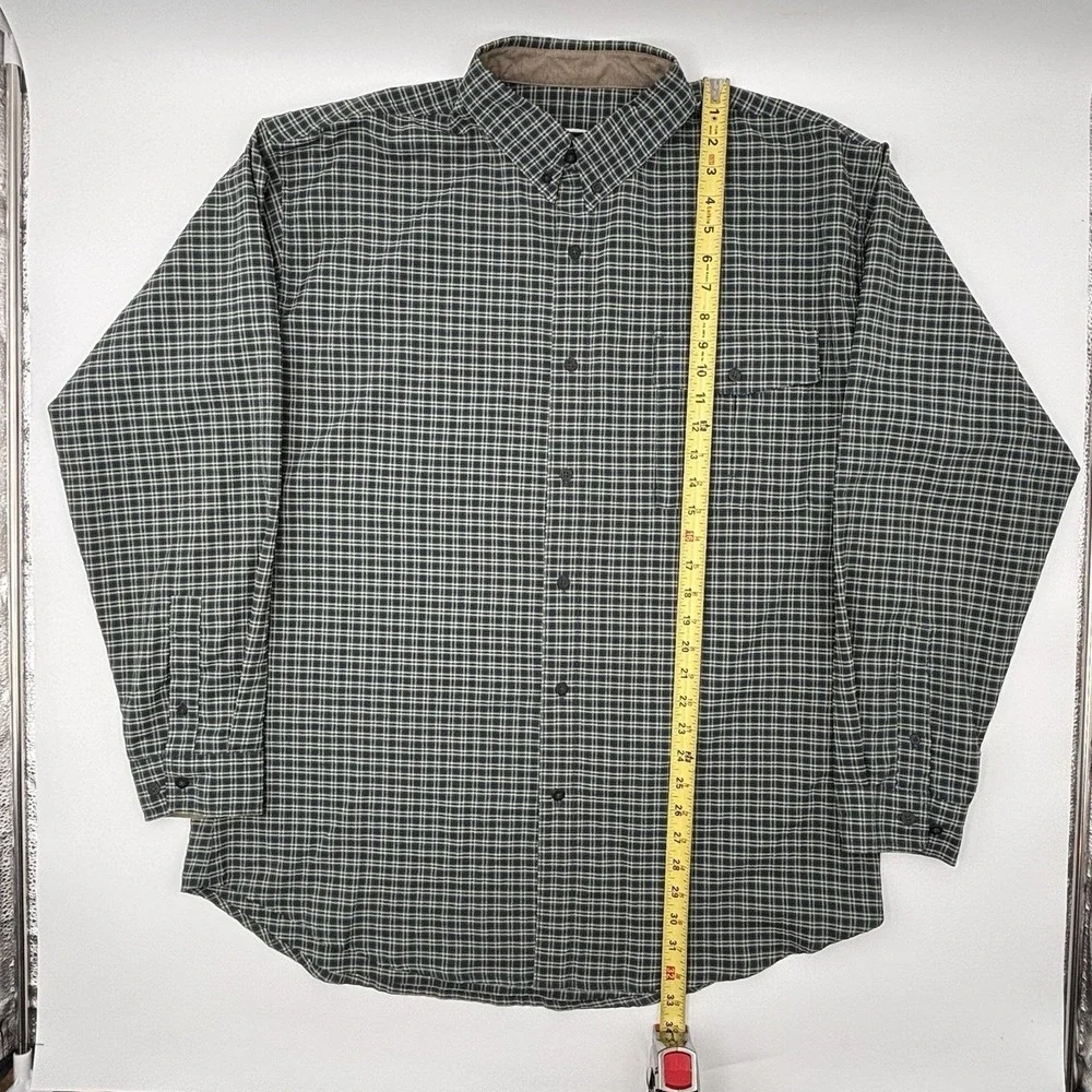 The North Face Shirt Mens XL Green Plaid Button Up Hiking Outdoor Performance
